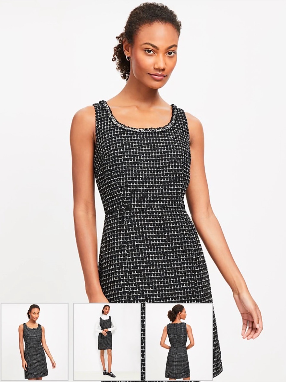 Loft Metallic Tweed Mini Flare Dress